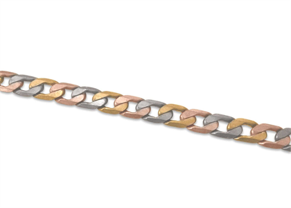 Three Tone Plated Mens Curb Chain